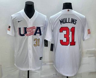 Mens USA Baseball #31 Cedric Mullins Number 2023 White World Classic Stitched Jersey->2023 world baseball classic->MLB Jersey
